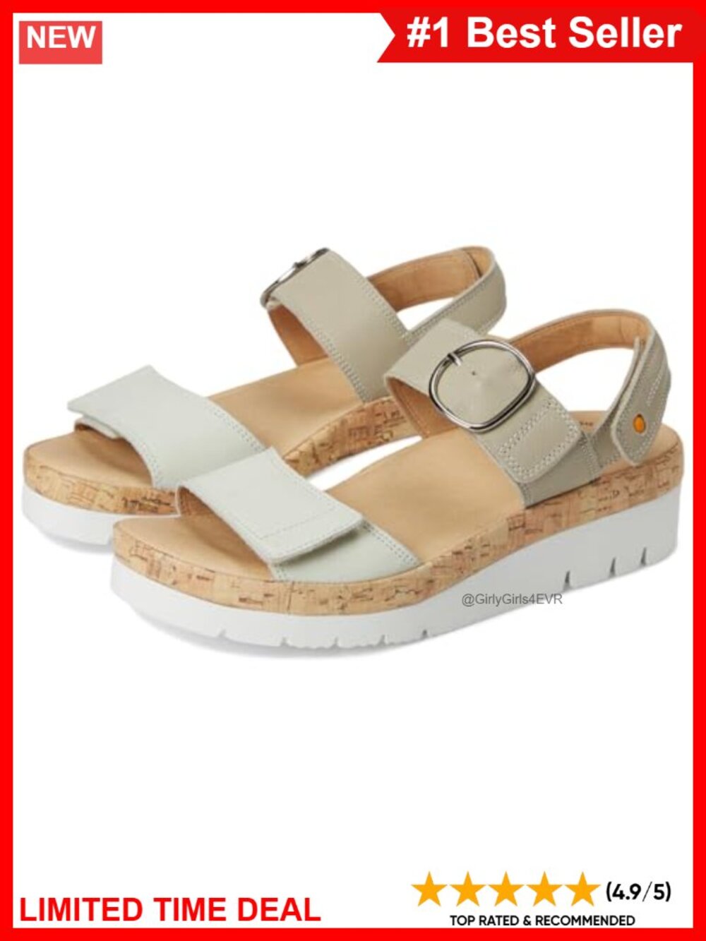 Two-Strap Wedge Platform Sandal Leather Comfort Peep Toe